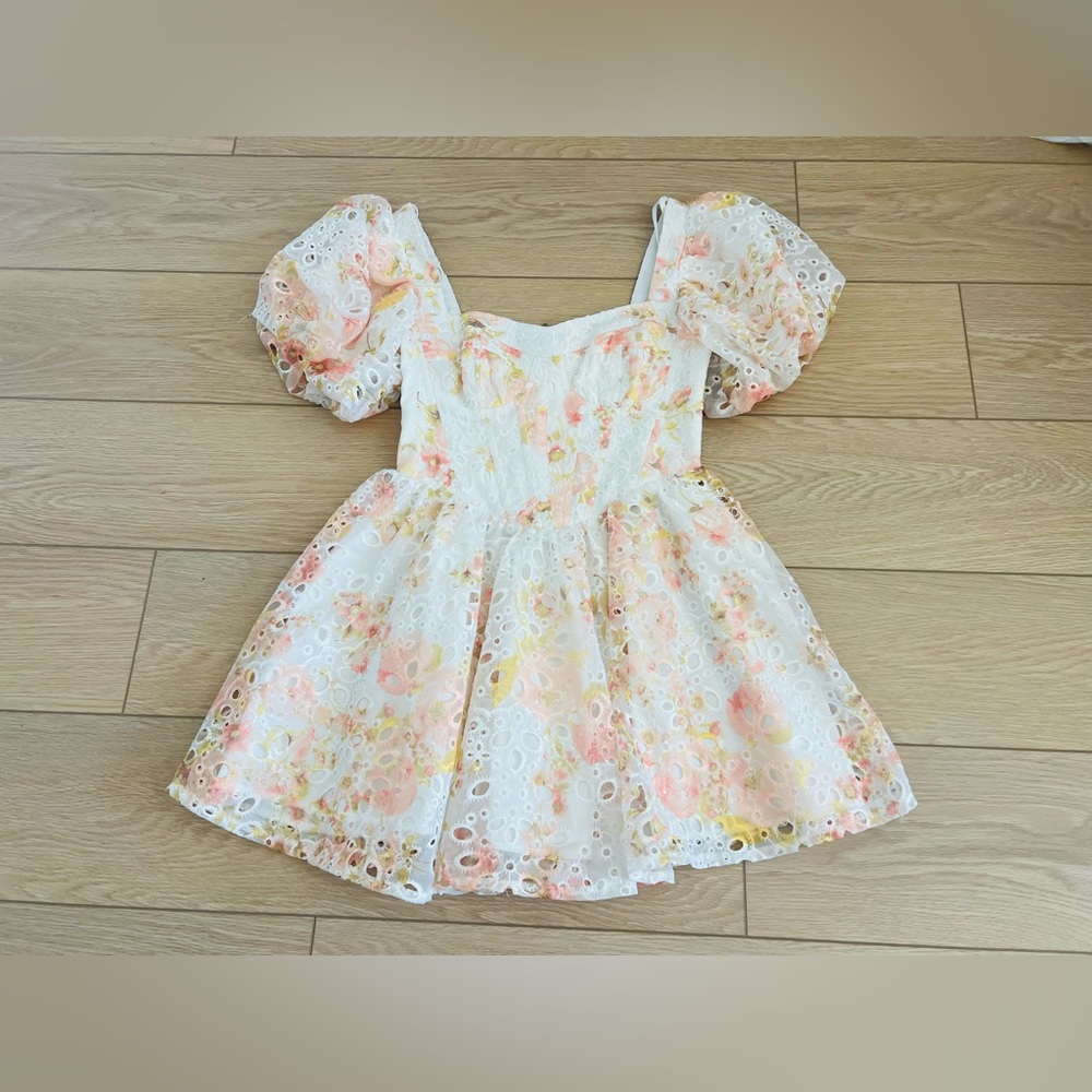 Altar’d state floral mini dress puff sleeves size xs